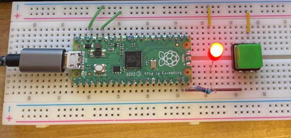 Raspberry Pi Pico with LED and button