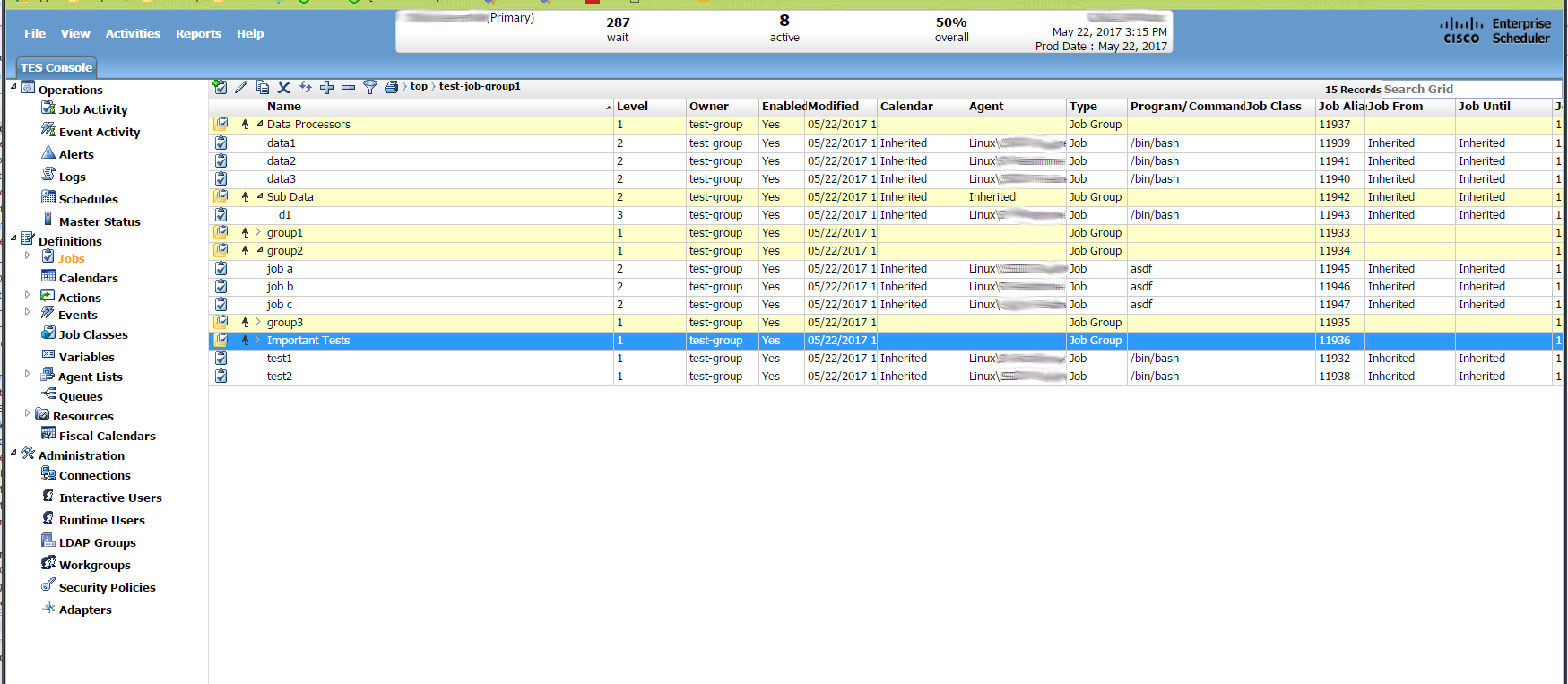 Tidal Enterprise Scheduler Job Definitions