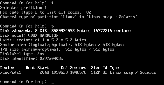 fdisk correct partition type