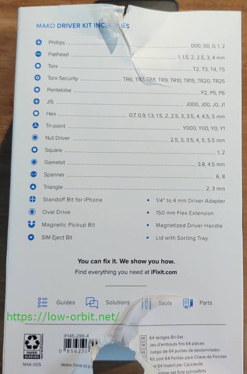 iFixit Mako Driver Kit - Bits Chart