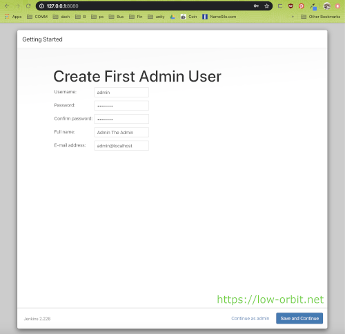 Jenkins create first admin user