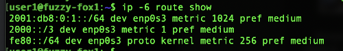 Linux IPv6 route show