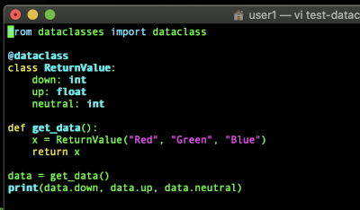 Return multiple values Python using a dataclass