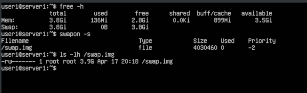 Ubuntu 19 Server swap space