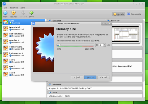 Virtual Box allocate memory