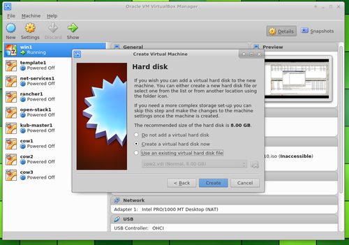 Virtual Box create hard disk